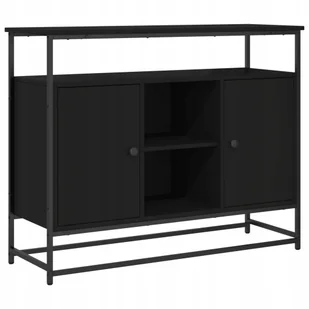 Szafka, czarna, 100x35x80 cm, materiał drewnopochodny - Szafki do salonu Szafka, czarna, 100x35x80 cm, materiał drewnopochodny - Szafki do salonu - miniaturka - grafika 1