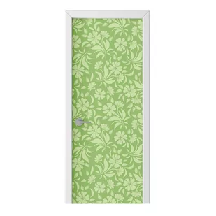Naklejka na drzwi HOMEPRINT Kwiaty na zielonym tle 85x205 cm - Naklejki na ścianę - miniaturka - grafika 1