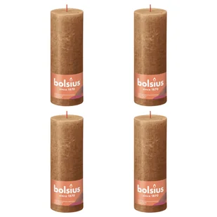 Bolsius Świece pieńkowe Shine, 6 szt., 190x68 mm, korzenny brąz Sfeerpunt - Świece - miniaturka - grafika 1