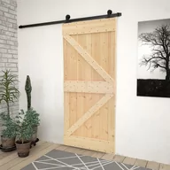 Inne akcesoria dekarskie - shumee Drzwi przesuwne z osprzętem 100x210 cm lite drewno sosnowe - miniaturka - grafika 1