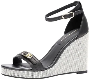 Tommy Hilfiger Damskie sandały na koturnie Espadryle FW0FW08622, czarne, 6 UK, Czarny, 39 EU - Espadryle damskie - miniaturka - grafika 1