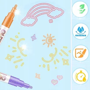 Pisaki Konturowe Markery Magiczne Długopisy Brokatowe flamastry dla dzieci - Przybory szkolne - miniaturka - grafika 1