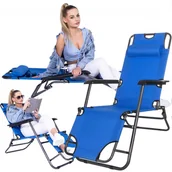 Leżaki ogrodowe - Leżak ogrodowy grawitacyjny niebieski GC0004 - miniaturka - grafika 1