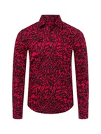 Koszule męskie - HUGO Męska koszula casual - Ermo Mężczyźni Slim Fit Bawełna czerwony wzorzysty, M - miniaturka - grafika 1