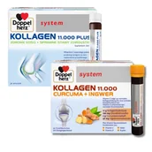 Suplementy diety - Doppelherz® system KOLLAGEN 11.000 PLUS + KOLLAGEN 11.000 KURKUMA + IMBIR, 2x30 ampułek po 25ml ZESTAW - miniaturka - grafika 1