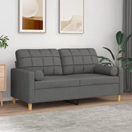 Sofy i kanapy - vidaXL 2-osobowa sofa z poduszkami, ciemnoszara, 140 cm, tkanina - miniaturka - grafika 1