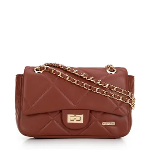 Crossbody z ekoskóry w geometryczne przeszycia czerwona - Torebki damskie - miniaturka - grafika 1