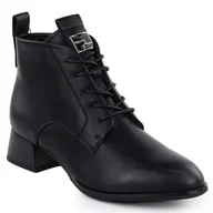 Botki damskie - Skórzane botki damskie na obcasie czarne Vinceza 66805 - miniaturka - grafika 1