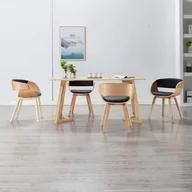Krzesła - vidaXL Krzesła jadalniane, 4 szt., drewniana rama, czarne, ekoskóra - miniaturka - grafika 1