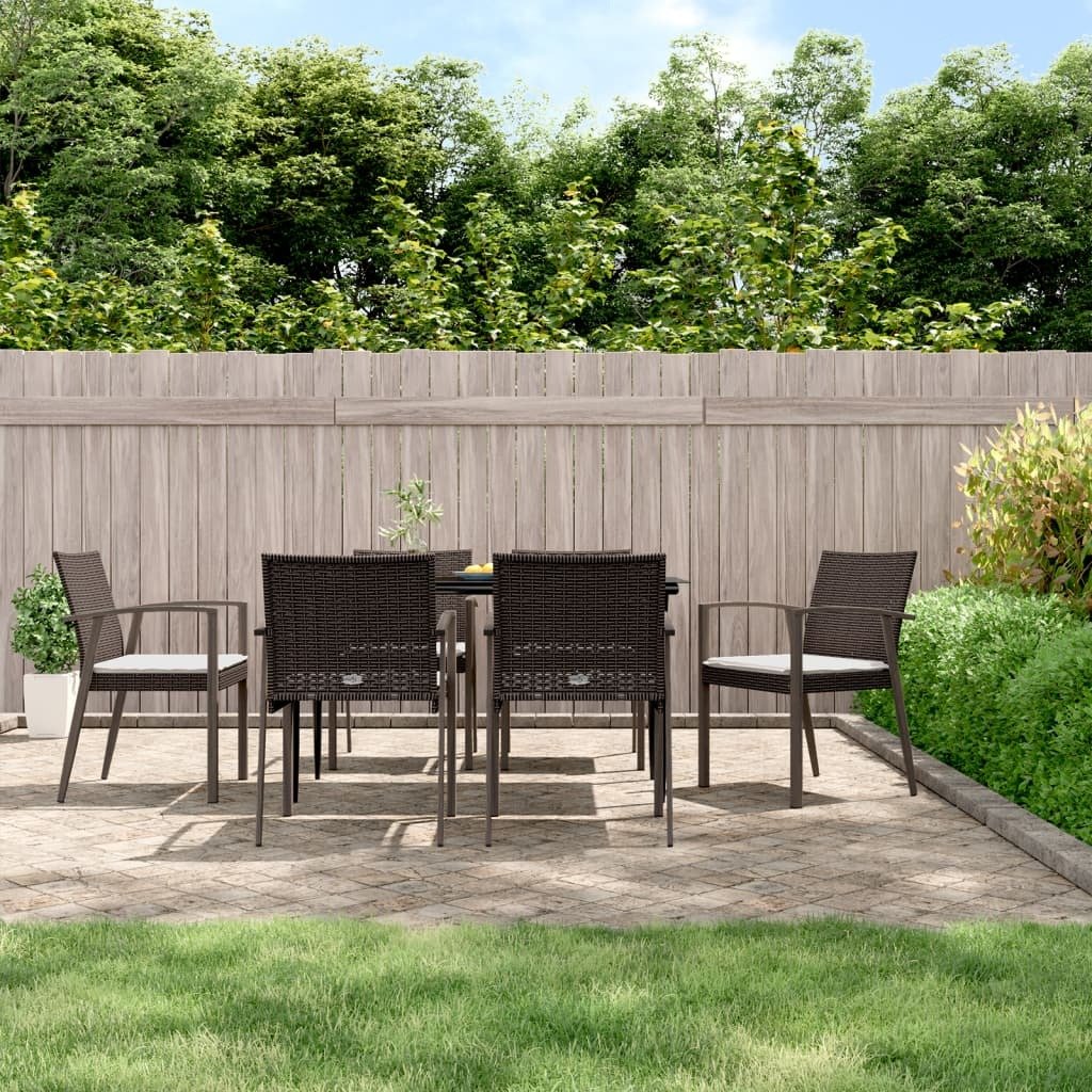 Prolenta Premium - Krzesła ogrodowe z poduszką 6 szt. Brązowy 56,5x57x83 cm Poly Rattan