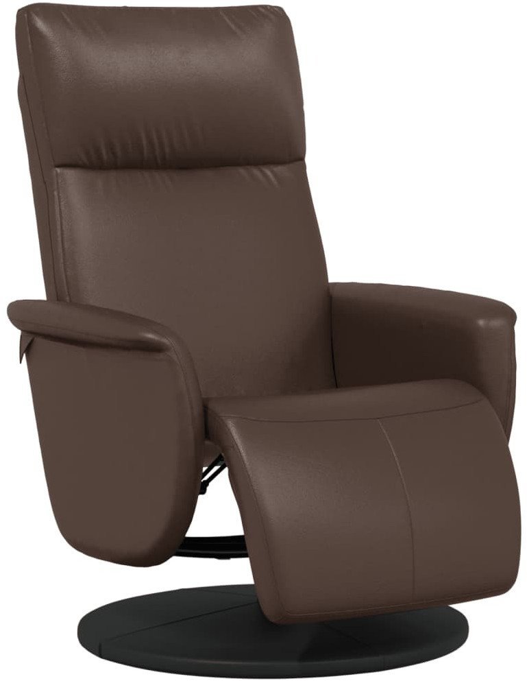 Rozkładany fotel z podnóżkiem, brązowy, sztuczna skóra