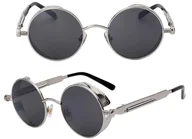 Okulary przeciwsłoneczne - OKULARY PRZECIWSŁONECZNE OKRĄGŁE PUNK RETRO LEONKI UV400 CZARNO SREBRNE - miniaturka - grafika 1
