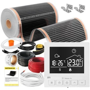 Folia grzewcza na podczerwień MISSION AIR Black Silver PTC 160W/m2 16m² szer. 50cm + regulator Taurus Biały - Ogrzewanie podłogowe - miniaturka - grafika 1