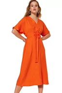Sukienki - Trendyol Damska sukienka tkana o regularnym kroju, pomarańczowy, 40, pomarańczowy, 38 - miniaturka - grafika 1