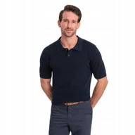 Koszulki męskie - Męska koszulka polo bawełniana wygodna granatowa Ombre OM-POSS-0117 V2 XXL - miniaturka - grafika 1