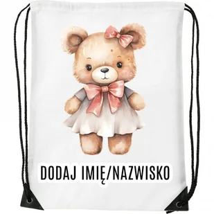 Worek na buty z imieniem do przedszkola szkoły żłobka MISIEK3 - Worki na buty - miniaturka - grafika 1