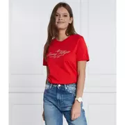 Koszulki i topy damskie - Tommy Hilfiger T-shirt REG HILFIGER SCRIPT C-NK SS | Regular Fit - miniaturka - grafika 1