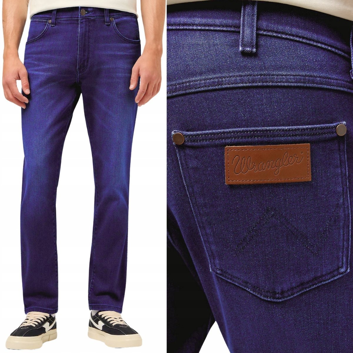 Wrangler LARSTON Blue Jam FREE TO STRETCH WYGODNE CIEMNY DżINS W38 L34