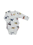 Body dla niemowląt - Chłopięce body dł.rękaw samoloty szare Nicol - miniaturka - grafika 1