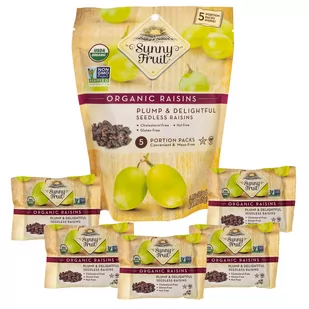 ORGANICZNE RODZYNKI SUŁTANKI SUNNY FRUIT OPAKOWANIE 5x50G - Zdrowa żywność - miniaturka - grafika 1