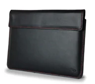 Etui do tabletów - LURESKO CLAYER XXL Skórzane etui na tablet 313 x 222 x 9mm (czarny gładki , czerwona nić) - miniaturka - grafika 1