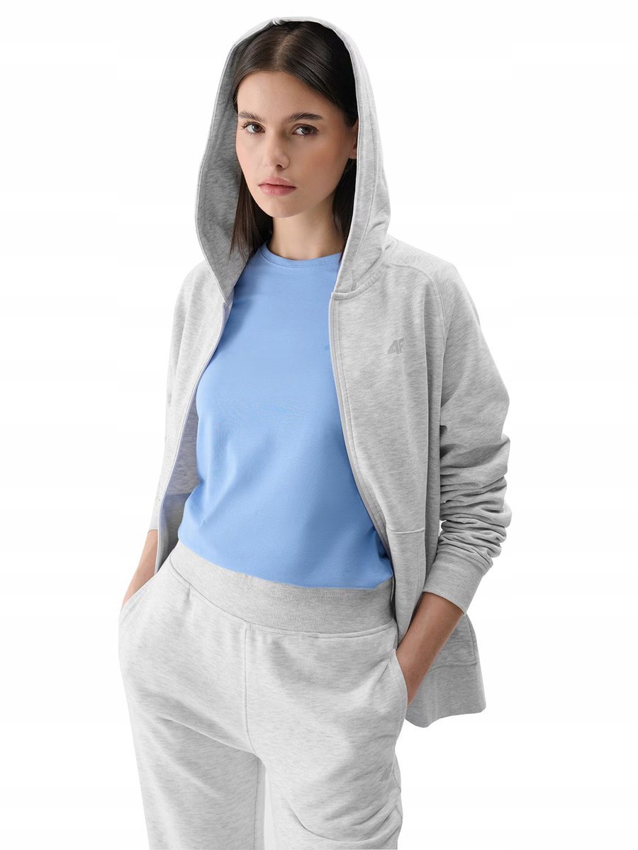 Damska bluza dresowa 4F z kapturem MM00 SWSF1763 27M jasny szary XXL