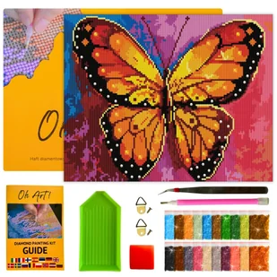 Haft Diamentowy z Ramką 30x40 Mozaika Duży Motyl Diamond Painting 5D OhArt! - Zabawki kreatywne - miniaturka - grafika 1