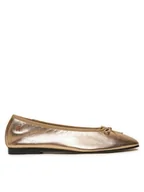 Baleriny - Tommy Hilfiger Baleriny Ballerina Soft Leather Metallic FW0FW08452 Złoty - miniaturka - grafika 1