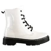 Botki damskie - S. BARSKI Sznurowane Botki Na Platformie S.BARSKI białe - miniaturka - grafika 1