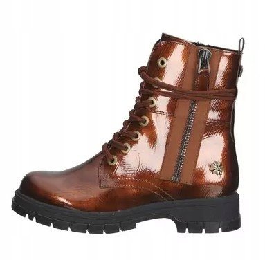 Marco Tozzi Botki Lakierowane Miedziane 40 Żdg