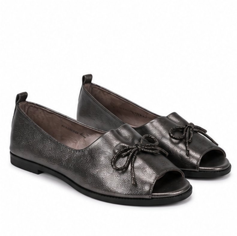 Skórzane baleriny damskie GOODIN Vera Pelle peep toe 40