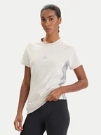 Koszulki i topy damskie - adidas T-Shirt Holiday 3-Stripes JM1880 Beżowy Slim Fit - miniaturka - grafika 1