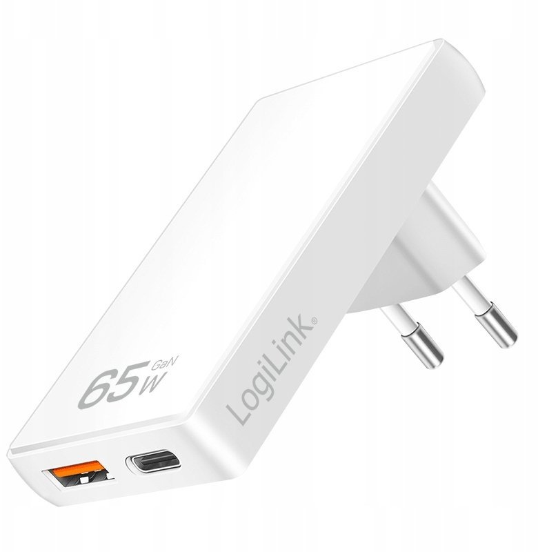 Ładowarka LogiLink Logilink USB adapter sieciowy 1xUSB-A, 1xUSB-C, 65W biały PA0368