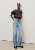 Spodnie damskie - MANGO - Dżinsy z wysokim stanem i prostymi nogawkami średni niebieski - 32 - Kobieta - miniaturka - grafika 1