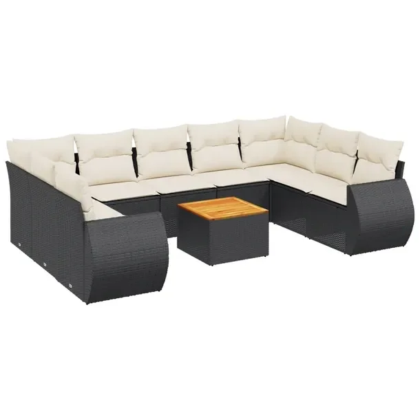 Zestaw mebli ogrodowych modułowych, czarny, rattan PE, wymiary: 62x62x69 c