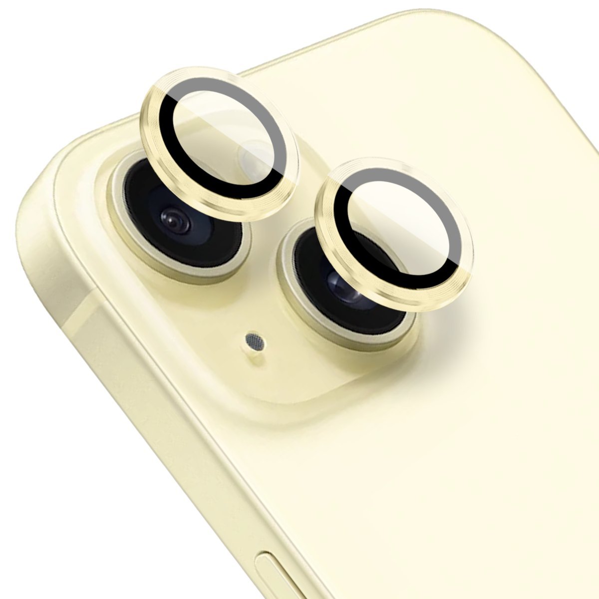 Osłona aparatu, szkło 9H do iPhone 15 Plus, 1 zestaw, żółta