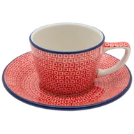 Filiżanki - FILIŻANKA do herbaty kawy 200 ml ze spodkiem - Ceramika Artystyczna Bolesławiec - miniaturka - grafika 1