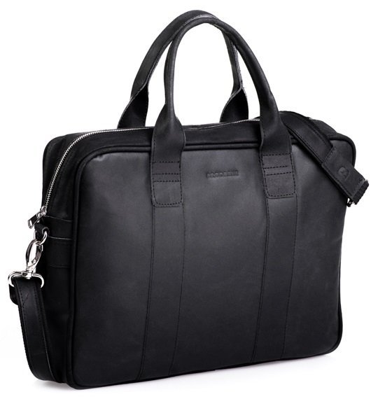 Brodrene, torba męska na ramię bl01, skórzana, czarna