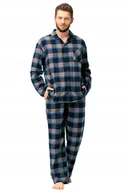 Piżamy damskie - KEY PIŻAMA MĘSKA FLANELOWA MNS 431 B25 M GRANATOWY - miniaturka - grafika 1