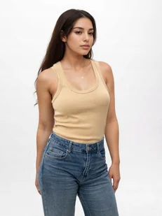 BAWEŁNIANY Top Damski KLASYCZNY NA RAMIĄCZKACH Beżowy UrbanCity GŁADKI S - Koszulki i topy damskie BAWEŁNIANY Top Damski KLASYCZNY NA RAMIĄCZKACH Beżowy UrbanCity GŁADKI S - Koszulki i topy damskie - miniaturka - grafika 1