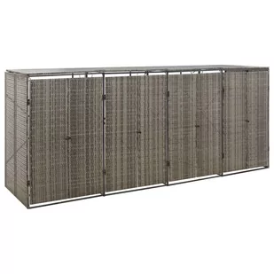 vidaXL Osłona na 4 kosze na śmieci, szara, 274x80x117 cm, polirattan - Kosze na śmieci - miniaturka - grafika 1