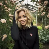 Bluzy damskie - ﻿Bluza damska Guess U.S.A małe logo Czarna ocieplana NOWOŚĆ DLA NIEJ S - miniaturka - grafika 1