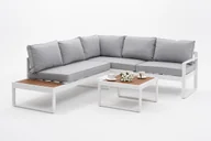 Meble ogrodowe - Meble Ogrodowe Narożnik Nowoczesny Aluminium Nicea Biały Lewy - miniaturka - grafika 1