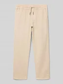 Spodnie i spodenki dla chłopców - Spodnie materiałowe z elastycznym pasem i kieszeniami z tyłu - miniaturka - grafika 1