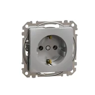 Gniazdka elektryczne - Schneider Gniazdo z/u Schuko SEDNA Design & Elements srebrne aluminium - miniaturka - grafika 1