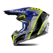 Kaski motocyklowe - Kask Cross Airoh Aviator 3 Hima Błyszczący niebieskiM - miniaturka - grafika 1