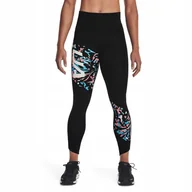 Legginsy - XL Legginsy UA Fly Fast Floral 7/8 Tight 1362207 001 XL czarny - miniaturka - grafika 1