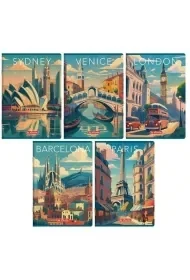 Zeszyt A5/60K linia z margines Retro City (10szt) - Zeszyty szkolne - miniaturka - grafika 1