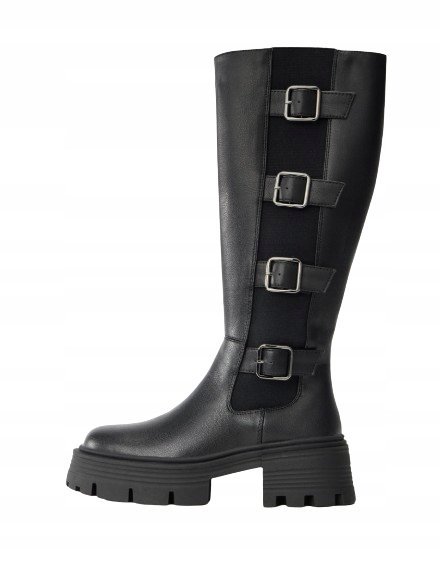 EVEN&ODD CZARNE KLASYCZNE KOZAKI Z KLAMRAMI NA GRUBEJ PODESZWIE 39 T_A