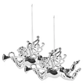 Bombki - Zawieszki choinkowe 2 szt. aniołki ozdoba świąteczna ażurowa srebrna - miniaturka - grafika 1